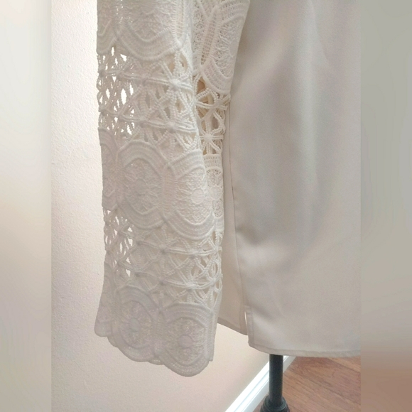 Banana Republic Elegant Cream Lace Long Sleeve Blouse. Size XL - Picture 6 of 10